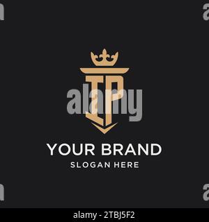 IP monogram with medieval style, luxury and elegant initial logo design ideas Stock Vector