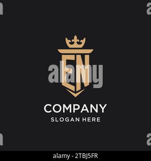 EN monogram with medieval style, luxury and elegant initial logo design ideas Stock Vector