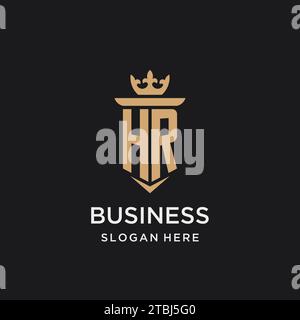 HR monogram with medieval style, luxury and elegant initial logo design ideas Stock Vector