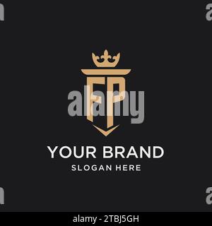 FP monogram with medieval style, luxury and elegant initial logo design ideas Stock Vector
