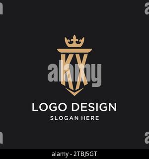 KX monogram with medieval style, luxury and elegant initial logo design ideas Stock Vector