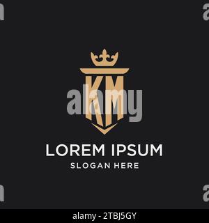 KM monogram with medieval style, luxury and elegant initial logo design ideas Stock Vector