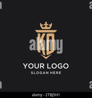 KO monogram with medieval style, luxury and elegant initial logo design ideas Stock Vector