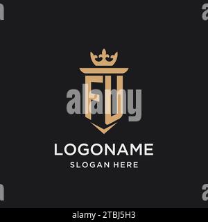 FU monogram with medieval style, luxury and elegant initial logo design ideas Stock Vector