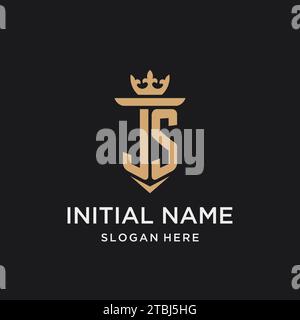 JS monogram with medieval style, luxury and elegant initial logo design ideas Stock Vector