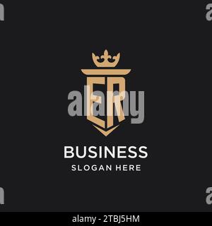 ER monogram with medieval style, luxury and elegant initial logo design ideas Stock Vector