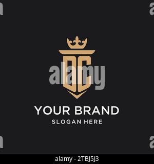 DC monogram with medieval style, luxury and elegant initial logo design ideas Stock Vector