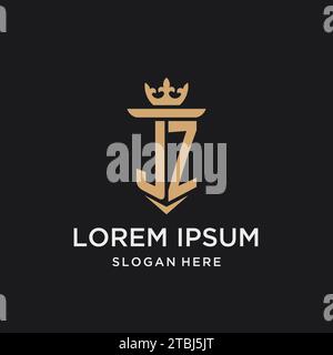 JZ monogram with medieval style, luxury and elegant initial logo design ideas Stock Vector