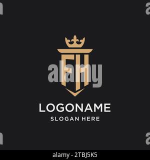 FH monogram with medieval style, luxury and elegant initial logo design ideas Stock Vector