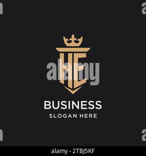 HE monogram with medieval style, luxury and elegant initial logo design ideas Stock Vector