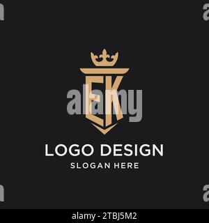 EK monogram with medieval style, luxury and elegant initial logo design ideas Stock Vector
