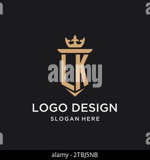 LK monogram with medieval style, luxury and elegant initial logo design ideas Stock Vector
