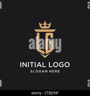 LG monogram with medieval style, luxury and elegant initial logo design ideas Stock Vector
