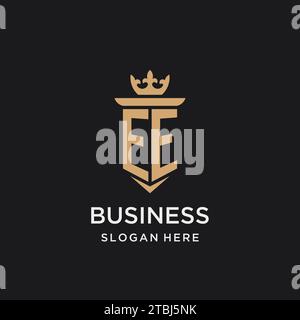 EE monogram with medieval style, luxury and elegant initial logo design ideas Stock Vector