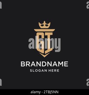 GI monogram with medieval style, luxury and elegant initial logo design ideas Stock Vector