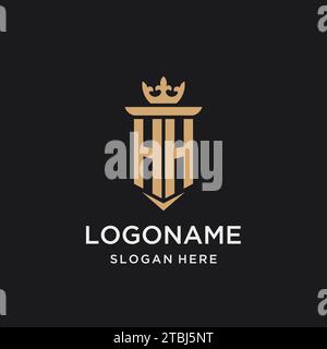 HH monogram with medieval style, luxury and elegant initial logo design ideas Stock Vector
