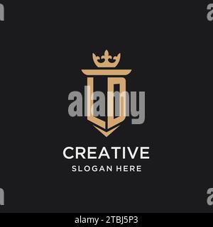 LD monogram with medieval style, luxury and elegant initial logo design ideas Stock Vector