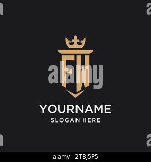 FW monogram with medieval style, luxury and elegant initial logo design ideas Stock Vector