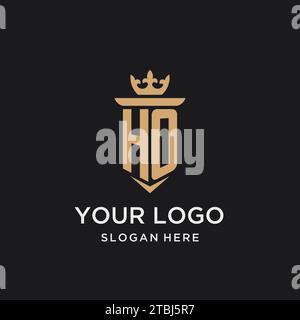 HO monogram with medieval style, luxury and elegant initial logo design ideas Stock Vector