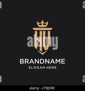 HV monogram with medieval style, luxury and elegant initial logo design ideas Stock Vector