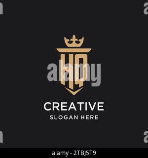 HQ monogram with medieval style, luxury and elegant initial logo design ideas Stock Vector
