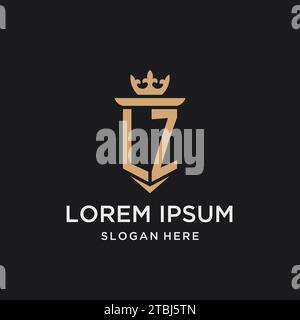 LZ monogram with medieval style, luxury and elegant initial logo design ideas Stock Vector