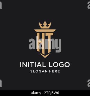 HT monogram with medieval style, luxury and elegant initial logo design ideas Stock Vector
