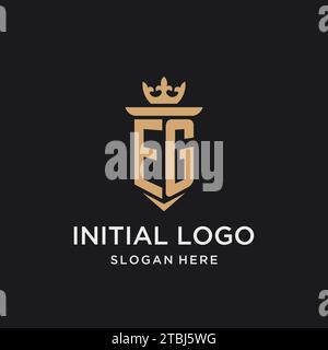 EG monogram with medieval style, luxury and elegant initial logo design ideas Stock Vector