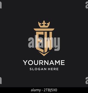 EW monogram with medieval style, luxury and elegant initial logo design ideas Stock Vector