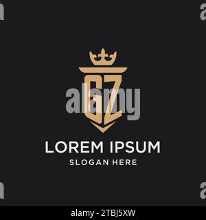GZ monogram with medieval style, luxury and elegant initial logo design ideas Stock Vector