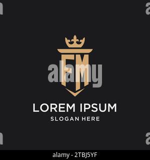 FM monogram with medieval style, luxury and elegant initial logo design ideas Stock Vector