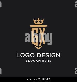 GX monogram with medieval style, luxury and elegant initial logo design ideas Stock Vector