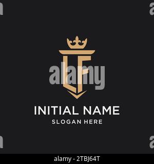 LF monogram with medieval style, luxury and elegant initial logo design ideas Stock Vector