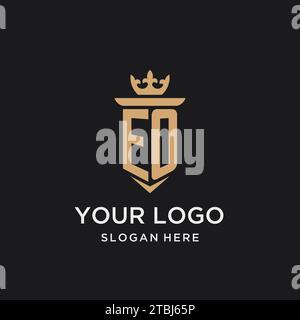 EO monogram with medieval style, luxury and elegant initial logo design ideas Stock Vector