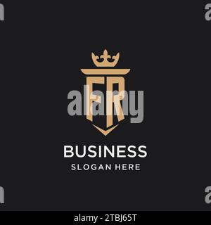 FR monogram with medieval style, luxury and elegant initial logo design ideas Stock Vector