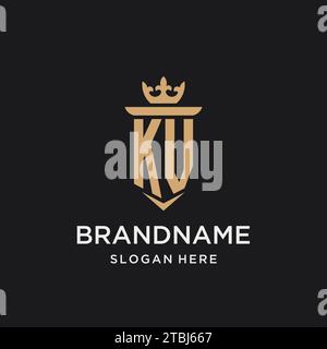 KV monogram with medieval style, luxury and elegant initial logo design ideas Stock Vector