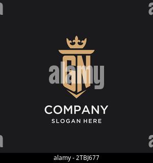 GN monogram with medieval style, luxury and elegant initial logo design ideas Stock Vector