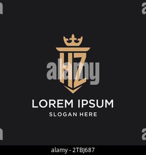 HZ monogram with medieval style, luxury and elegant initial logo design ideas Stock Vector