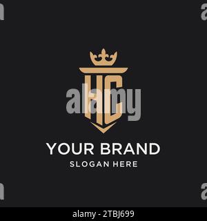 HC monogram with medieval style, luxury and elegant initial logo design ideas Stock Vector