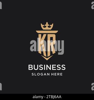 KR monogram with medieval style, luxury and elegant initial logo design ideas Stock Vector