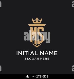 MS monogram with medieval style, luxury and elegant initial logo design ideas Stock Vector