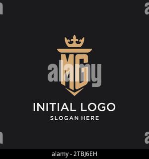 MG monogram with medieval style, luxury and elegant initial logo design ideas Stock Vector
