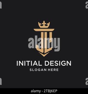JL monogram with medieval style, luxury and elegant initial logo design ideas Stock Vector