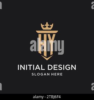 HY monogram with medieval style, luxury and elegant initial logo design ideas Stock Vector