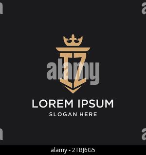 IZ monogram with medieval style, luxury and elegant initial logo design ideas Stock Vector