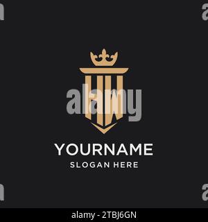 HW monogram with medieval style, luxury and elegant initial logo design ideas Stock Vector