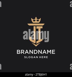 JI monogram with medieval style, luxury and elegant initial logo design ideas Stock Vector
