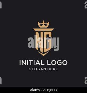 NG monogram with medieval style, luxury and elegant initial logo design ideas Stock Vector