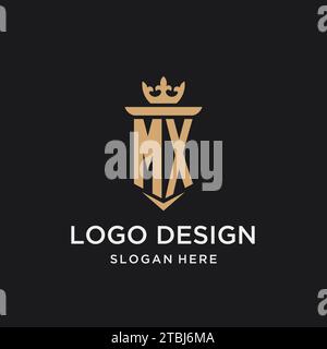 MX monogram with medieval style, luxury and elegant initial logo design ideas Stock Vector