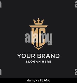 MC monogram with medieval style, luxury and elegant initial logo design ideas Stock Vector
